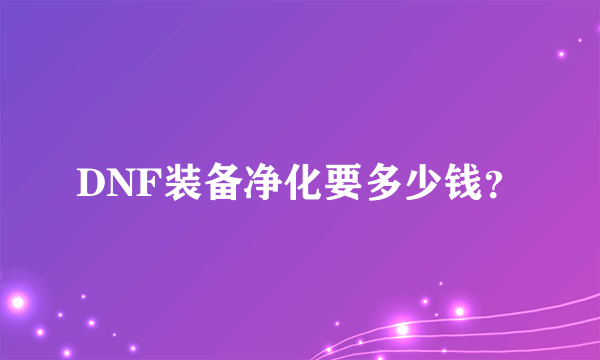 DNF装备净化要多少钱？