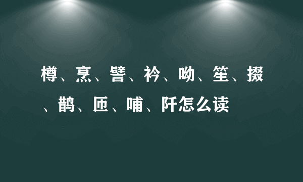 樽、烹、譬、衿、呦、笙、掇、鹊、匝、哺、阡怎么读