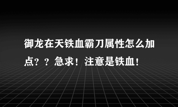 御龙在天铁血霸刀属性怎么加点？？急求！注意是铁血！