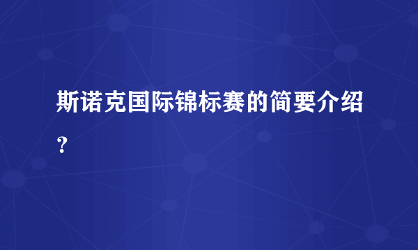 斯诺克国际锦标赛的简要介绍？