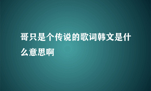 哥只是个传说的歌词韩文是什么意思啊