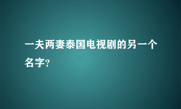 一夫两妻泰国电视剧的另一个名字？