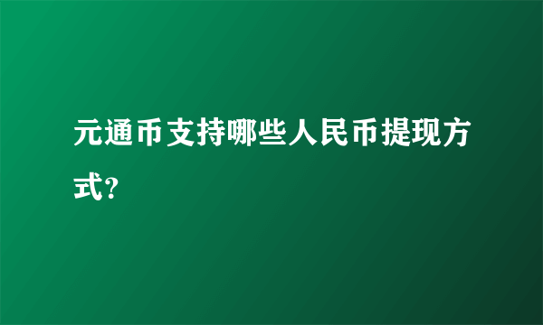 元通币支持哪些人民币提现方式？