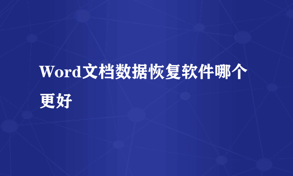 Word文档数据恢复软件哪个更好