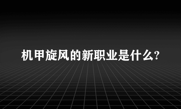 机甲旋风的新职业是什么?