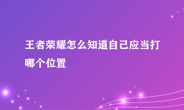 王者荣耀怎么知道自己应当打哪个位置