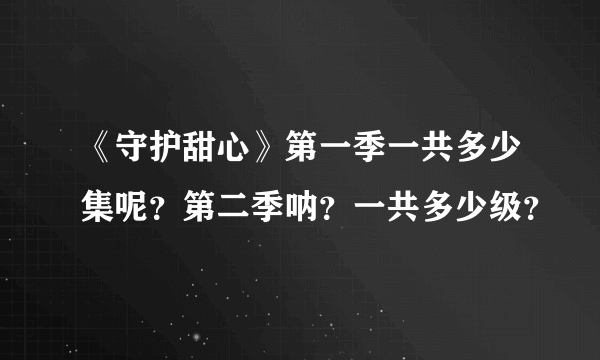 《守护甜心》第一季一共多少集呢？第二季呐？一共多少级？