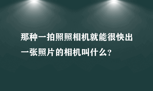 那种一拍照照相机就能很快出一张照片的相机叫什么？