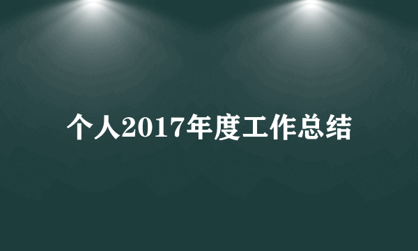 个人2017年度工作总结