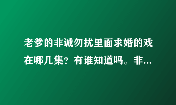 老爹的非诚勿扰里面求婚的戏在哪几集？有谁知道吗。非常感谢 电视上的集数是27.我想知道那是DV全集的哪集