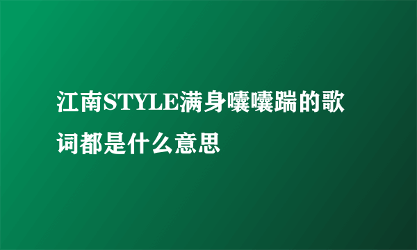 江南STYLE满身囔囔踹的歌词都是什么意思