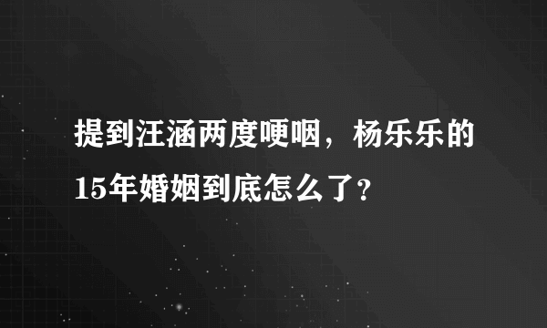 提到汪涵两度哽咽，杨乐乐的15年婚姻到底怎么了？