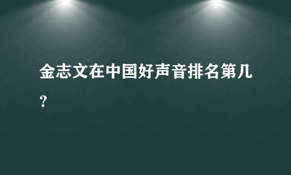 金志文在中国好声音排名第几？