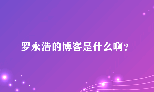 罗永浩的博客是什么啊？