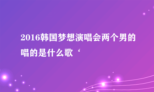 2016韩国梦想演唱会两个男的唱的是什么歌‘