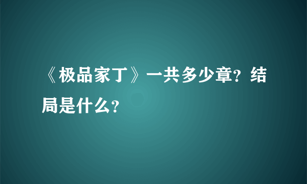 《极品家丁》一共多少章？结局是什么？