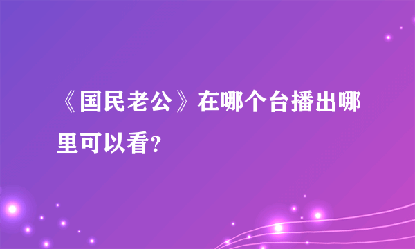 《国民老公》在哪个台播出哪里可以看？