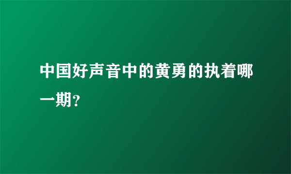 中国好声音中的黄勇的执着哪一期？