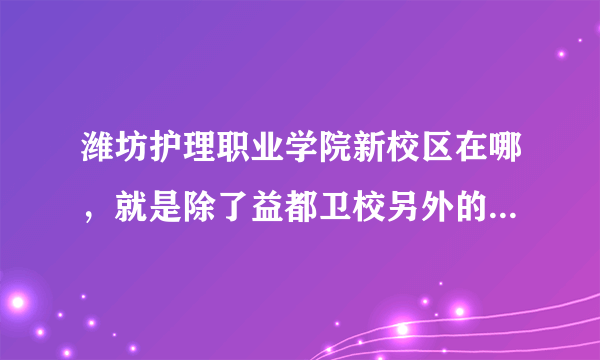 潍坊护理职业学院新校区在哪，就是除了益都卫校另外的新校区在哪？