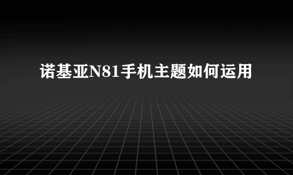 诺基亚N81手机主题如何运用