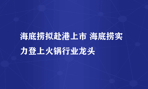 海底捞拟赴港上市 海底捞实力登上火锅行业龙头