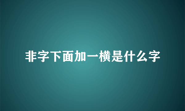 非字下面加一横是什么字