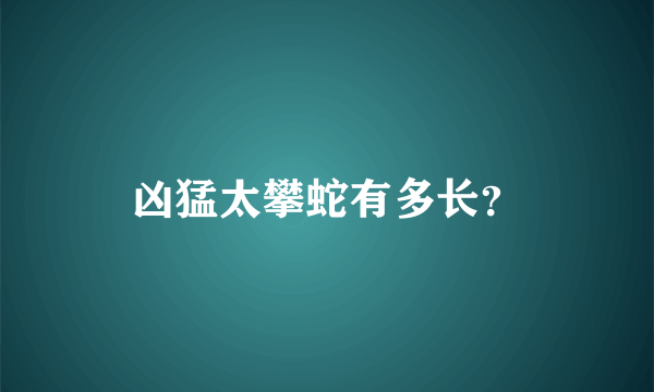 凶猛太攀蛇有多长？