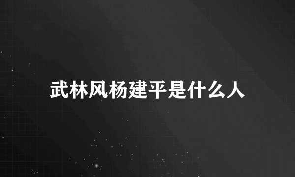 武林风杨建平是什么人