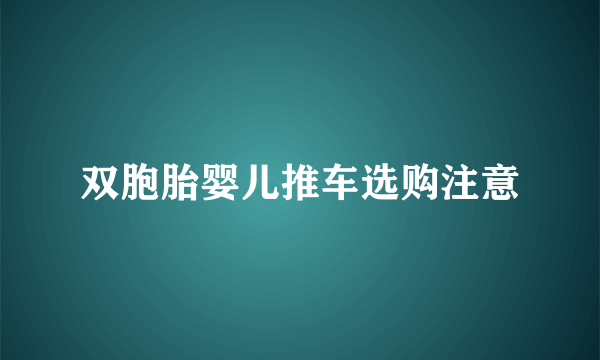 双胞胎婴儿推车选购注意