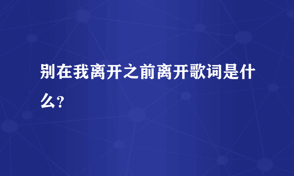 别在我离开之前离开歌词是什么？