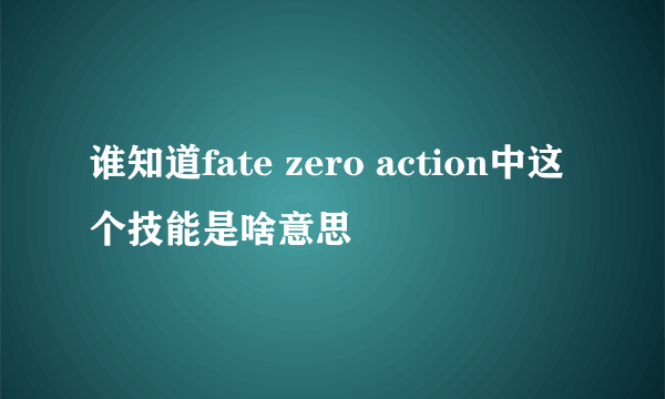 谁知道fate zero action中这个技能是啥意思