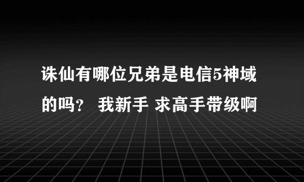 诛仙有哪位兄弟是电信5神域的吗？ 我新手 求高手带级啊