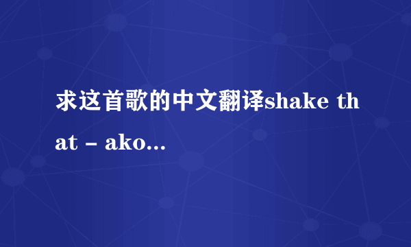 求这首歌的中文翻译shake that - akon ft eminem