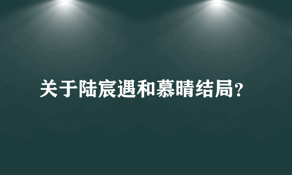 关于陆宸遇和慕晴结局？