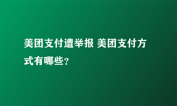 美团支付遭举报 美团支付方式有哪些？