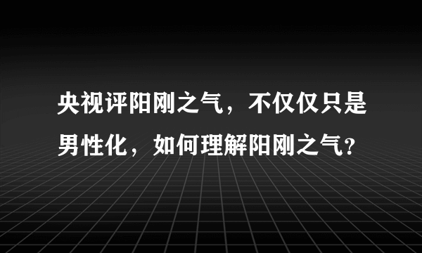 央视评阳刚之气，不仅仅只是男性化，如何理解阳刚之气？