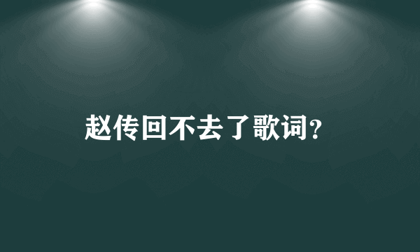 赵传回不去了歌词？