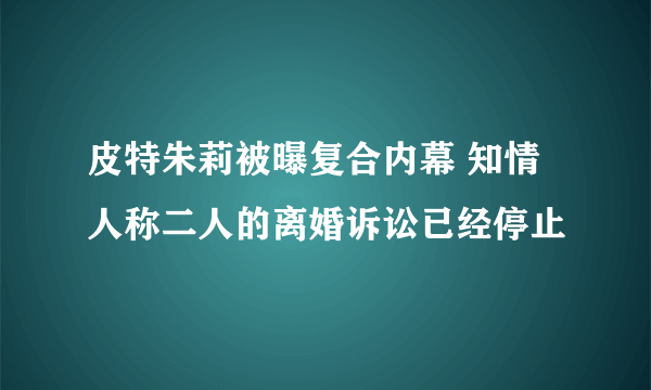 皮特朱莉被曝复合内幕 知情人称二人的离婚诉讼已经停止