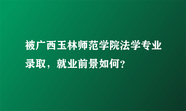 被广西玉林师范学院法学专业录取，就业前景如何？