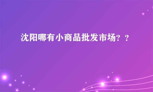 沈阳哪有小商品批发市场？？