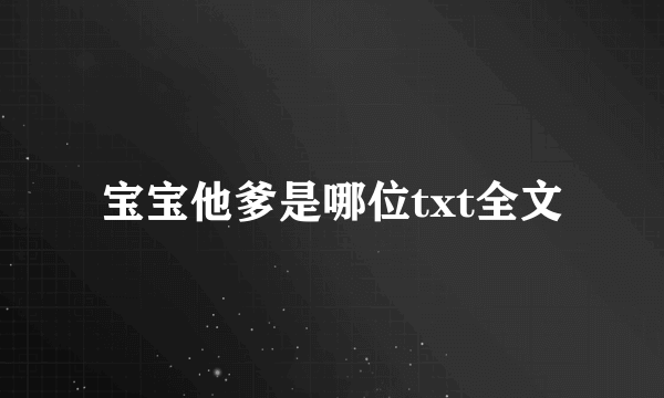 宝宝他爹是哪位txt全文