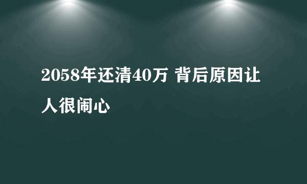 2058年还清40万 背后原因让人很闹心