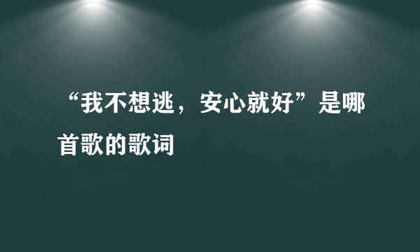 “我不想逃，安心就好”是哪首歌的歌词