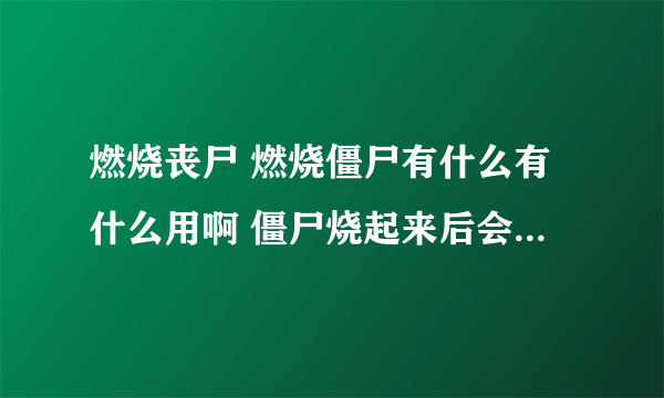 燃烧丧尸 燃烧僵尸有什么有什么用啊 僵尸烧起来后会有什么用