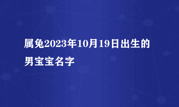 属兔2023年10月19日出生的男宝宝名字