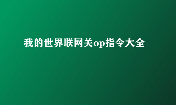 我的世界联网关op指令大全