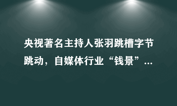 央视著名主持人张羽跳槽字节跳动，自媒体行业“钱景”真的这么好吗？