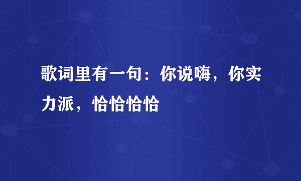 歌词里有一句：你说嗨，你实力派，恰恰恰恰