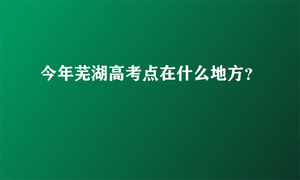 今年芜湖高考点在什么地方？