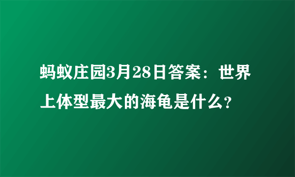 蚂蚁庄园3月28日答案：世界上体型最大的海龟是什么？